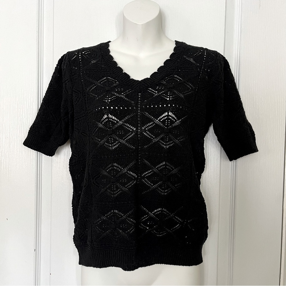 NWT Philosophy Republic Clothing Black Crochet Top for Women Small